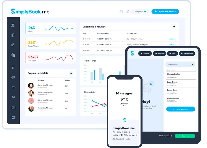 Simplybook.me Dashboard